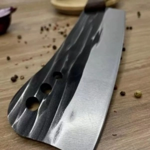 Cutit profesional otel inoxidabil forjat la rece, awwaline, 33 x 7 cm, lama 21 cm, Maro, Antiaderent, ideal pentru Tocat, Dezosat, Filetat, Decojit - Img 3