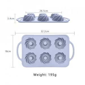 Forma copt 6 prajituri, awwaline®, gri, silicon, manere intarite, ideala pentru briose - Img 2