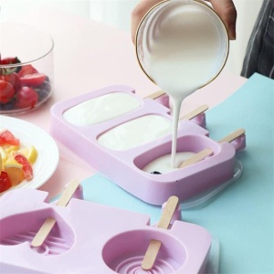 Forma inghetata cu 3 compartimente, awwaline, forme ovale, mov, silicon alimentar, 50 de bete, cu capac protectie - Img 6