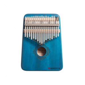 Kalimba, instrument muzical cu 17 Note, awwaline, lemn albastru, model floral rotund - Img 1