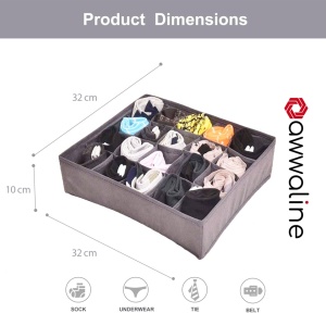 Organizator haine 20 compartimente, awwaline, gri, 32 x 32 x 10 cm, ideal pentru sosete, lenjerie intima, curele sau cravate - Img 8