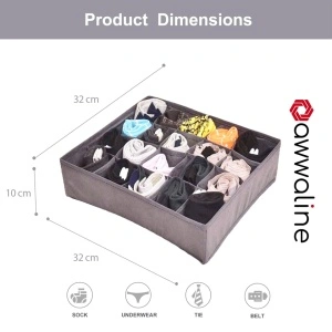 Organizator haine 20 compartimente, awwaline, gri, 32 x 32 x 10 cm, ideal pentru sosete, lenjerie intima, curele sau cravate - Img 8