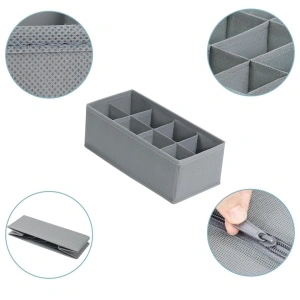 Organizator haine 8 compartimente, awwaline, gri, 16 x 32 x 10 cm, ideal pentru sosete, lenjerie intima, curele sau cravate - Img 4