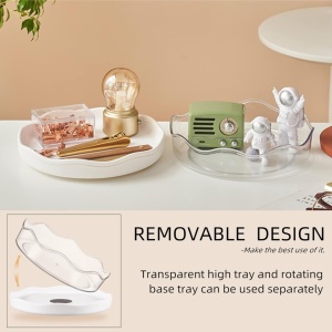 Organizator rotativ tip tava pentru frigider sau dulap, awwaline, alb, 27 cm, rotatie 360 grade - Img 3