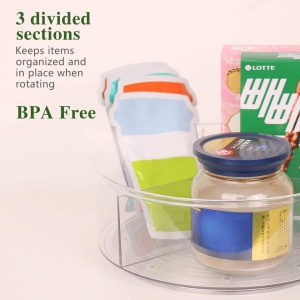 Organizator rotativ tip tava pentru frigider sau dulap, awwaline, transparenta, suprafata antialunecare, rotatie 360 grade, 23 x 23 x 7 cm - Img 6