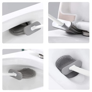 Perie WC din Silcon pentru Vasul de Toaleta, awwaline®, alba, cu Suport Autoadeziv pe Perete si Cap Flexibil - Img 6