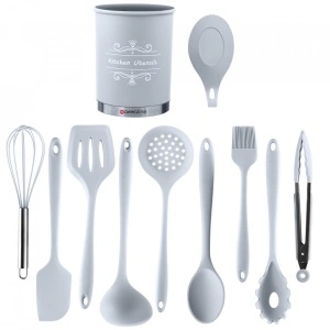 Set 11 ustensile de gatit din silicon, GRI, awwaline, maner rezistent - Img 5