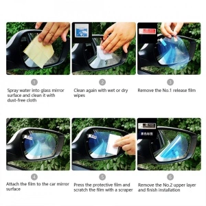 Set 2 folii protectie universale, anti apa si aburire, transparente pentru oglinzi auto - Img 5