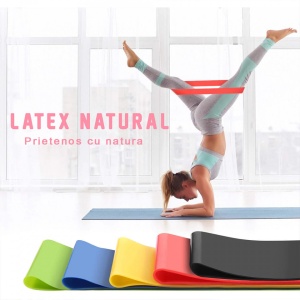 Set 5 benzi elastice rezistenta din latex, awwaline®, pentru antrenament sala, fitness, yoga, pilates, gimnastica de recuperare, 5 niveluri de dificultate - Img 6