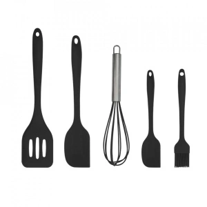 Set 5 ustensile de gatit din silicon, awwaline, negre
