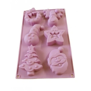 Set 6 forme silicon de Craciun, awwaline, roz deschis, ideale pentru ciocolata, bomboane, turta dulce, produse patiserie - Img 3