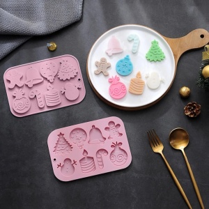 Set 8 forme silicon de Craciun, awwaline, roz, ideale pentru ciocolata, bomboane, turta dulce, produse patiserie - Img 4