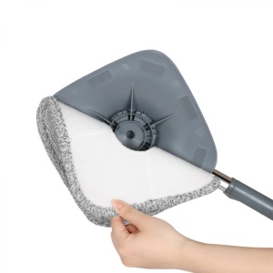 Set mop rotativ 360° cu galeata centrifuga, awwaline, gri, separare apa curata de apa murdara, sistem evacuare apa, 4 rezerve - Img 5