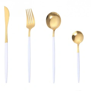 Set tacamuri 24 piese stil portughez, awwaline, alb, otel inoxidabil