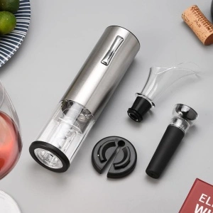 Set tirbuson electric si accesorii vin, awwaline, argintiu, 4 piese, incarcare USB - Img 3