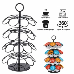 Suport 36 capsule cafea, awwaline, negru, rotativ, 18.7 x 36.5 cm, compatibil K-Cup, Dolce Gusto - Img 3