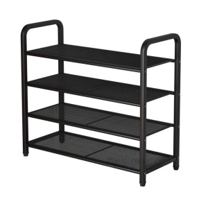 Suport metalic pentru incaltaminte cu 4 etaje, awwaline, negru, 80 x 28 x 75 cm