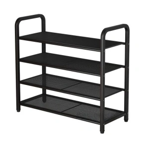 Suport metalic pentru incaltaminte cu 4 etaje, awwaline, negru, 80 x 28 x 75 cm