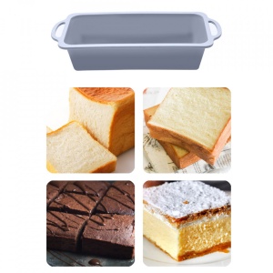 Tava copt silicon, awwaline®, gri, 27 x 14 x 6.5 cm, pentru chec, paine, cozonac, manere intarite - Img 1