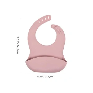 Baveta din silicon cu buzunar, awwaline, roz, BPA free, inchidere ajustabila, buzunar colector larg - Img 6