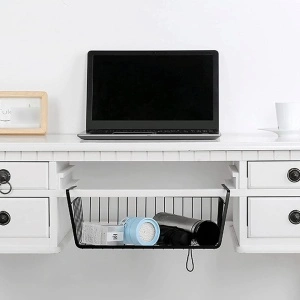 Cos metalic suspendat pentru organizare si depozitare, awwaline, negru, 40 cm x 24 cm x 14 cm - Img 8