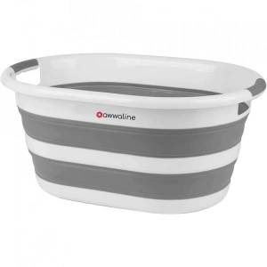Cos multifunctional pliabil din plastic, awwaline®, alb/gri, ideal pentru rufe, 26 litri - Img 8