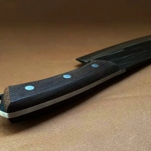 Cutit profesional otel inoxidabil forjat la rece, awwaline, 33 x 7 cm, lama 21 cm, Maro, Antiaderent, ideal pentru Tocat, Dezosat, Filetat, Decojit - Img 4