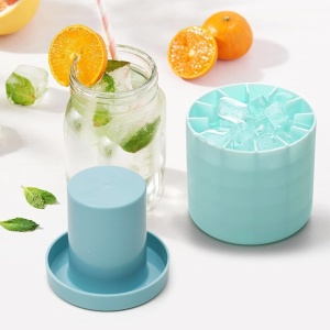 Forma pentru Cuburi de Gheata, awwaline, silicon, albastru, pentru 60 Cuburi de Gheata, BPA Free, Usor de Curatat, Capac, 9 x 8.5 x 8 cm - Img 2