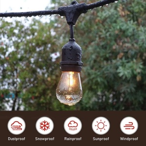 Ghirlanda Luminoasa Decorativa, awwaline, Neagra, Alimentare la Priza, Becuri LED Lumina Calda, Interconectabila, 2W/bec, 3000K, IP65, ideala pentru Interior/Exterior/Gradina - Img 4
