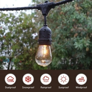Ghirlanda Luminoasa Decorativa, awwaline, Neagra, Alimentare la Priza, Becuri LED Lumina Calda, Interconectabila, 2W/bec, 3000K, IP65, ideala pentru Interior/Exterior/Gradina - Img 4