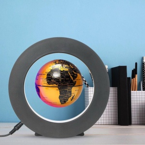 Glob pamantesc magnetic plutitor cu iluminare LED, awwaline, auriu, rotund, 18 cm x 18 cm x 5 cm - Img 4