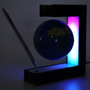 Glob pamantesc magnetic plutitor cu iluminare LED, awwaline, negru, 17.3 cm x 19.5 cm x 5 cm, prevazut cu pix cromat si suport - Img 5
