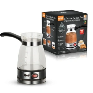Ibric electric pentru cafea, RAF, alb/negru, putere 650W, capacitate 500ml, recipient sticla borosilicata, BPA Free, indicator luminos, ideala pentru cafea turceasca si greceasca - Img 5