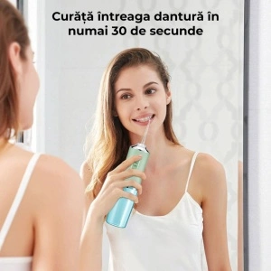 Irigator oral pentru dus bucal, awwaline®, Ultra-Portabil, 4 Capete Curatare, Rezervor 220 ml, verde - Img 7