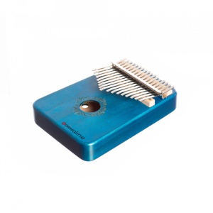 Kalimba, instrument muzical cu 17 Note, awwaline, lemn albastru, model floral rotund - Img 2