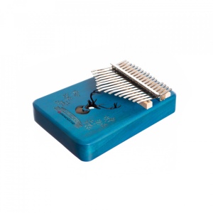 Kalimba, instrument muzical cu 17 Note, awwaline, lemn albastru, model cerb - Img 2