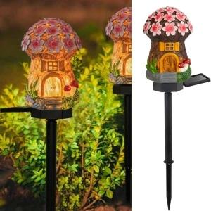 Lampa solara de gradina, awwaline, multicolor, model casuta din povesti AW-01, Senzor de lumina, IP65 impermeabil, 45 x 7 cm - Img 6