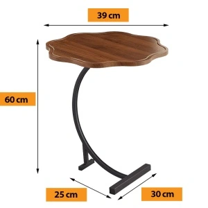 Masuta cafea forma floare, awwaline, lemn, maro, 39 x 39 x 60 cm - Img 7