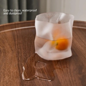 Masuta cafea rotunda, awwaline, lemn, maro, C-Shaped, 2 nivele, 40 x 40 x 62 cm - Img 5
