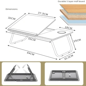 Masuta pliabila pentru laptop cu suport pahar, awwaline, alba, reglabila pe intaltime, 64 x 32 x 25 cm - Img 7