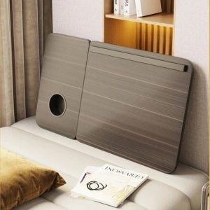 Masuta pliabila pentru laptop cu suport pahar, awwaline, maro, reglabila pe intaltime, 64 x 32 x 25 cm - Img 4