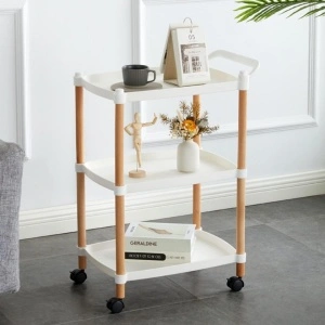 Masuta portabila cu 3 nivele, awwaline, alb, maner de transport, 71 x 45 x 32 cm - Img 2
