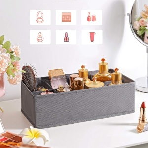 Organizator haine 8 compartimente, awwaline, gri, 16 x 32 x 10 cm, ideal pentru sosete, lenjerie intima, curele sau cravate - Img 5