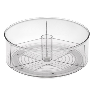 Organizator rotativ tip tava pentru frigider sau dulap, awwaline, transparenta, suprafata antialunecare, rotatie 360 grade, 23 x 23 x 7 cm - Img 1