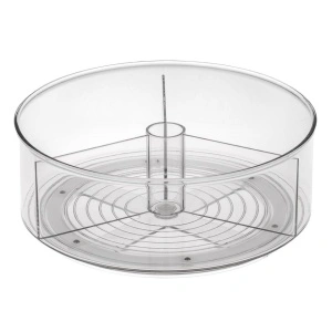 Organizator rotativ tip tava pentru frigider sau dulap, awwaline, transparenta, suprafata antialunecare, rotatie 360 grade, 23 x 23 x 7 cm