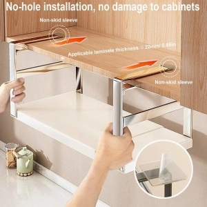 Raft extensibil suspendat pentru bucatarie, awwaline, alb, metal, 45-63 x 22 x 16.5 cm - Img 5