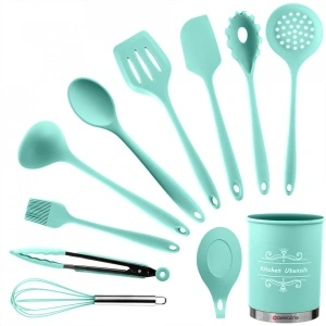 Set 11 ustensile de gatit din silicon, TURCOAZ, awwaline, maner rezistent