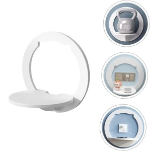 Set 3 etajere de perete rotunde, awwaline, albe, PVC, 29 cm x 29 cm, cu suport depozitare - Img 3