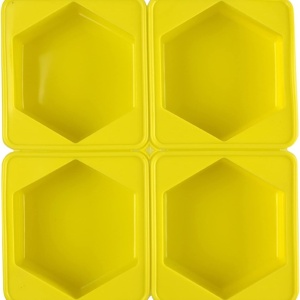 Set 4 forme silicon, awwaline, hexagon, galben, ideale pentru briose, prajituri, oua, proiecte DIY, ceara, lumanari, sapun, rezistente la temperaturi -40 pana la 250 grade - Img 1
