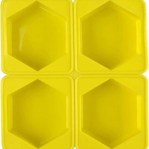 Set 4 forme silicon, awwaline, hexagon, galben, ideale pentru briose, prajituri, oua, proiecte DIY, ceara, lumanari, sapun, rezistente la temperaturi -40 pana la 250 grade